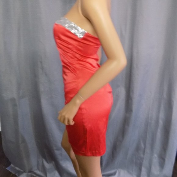 B.SMART Sexy Orange With silver Sequin Dress. - Picture 3 of 5
